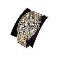 Men's Wrist Watch Band Luxury CZ Diamond Iced Out Watch Gold Numeric Rectangle Square Dial Watch For Men Women Hip Hop Rapper Choice, Men Watch, Mens Jewelry, Iced Watch Custom Fit, Bust Down Watch