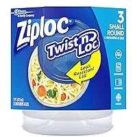 Ziploc Twist 'n Loc, Storage Containers for Food, Travel and Organization, Dishwasher Safe, Small Round, 3 Count