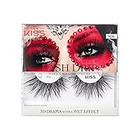 KISS Lash Drip False Eyelashes, Spiky X Boosted Volume, Unique Wet Look Hydrated Effect, Multi-Length Rewearable Fake Eyelashes, Wispy Crisscross Lash Pattern, Style ‘Icy’, 1 Pair