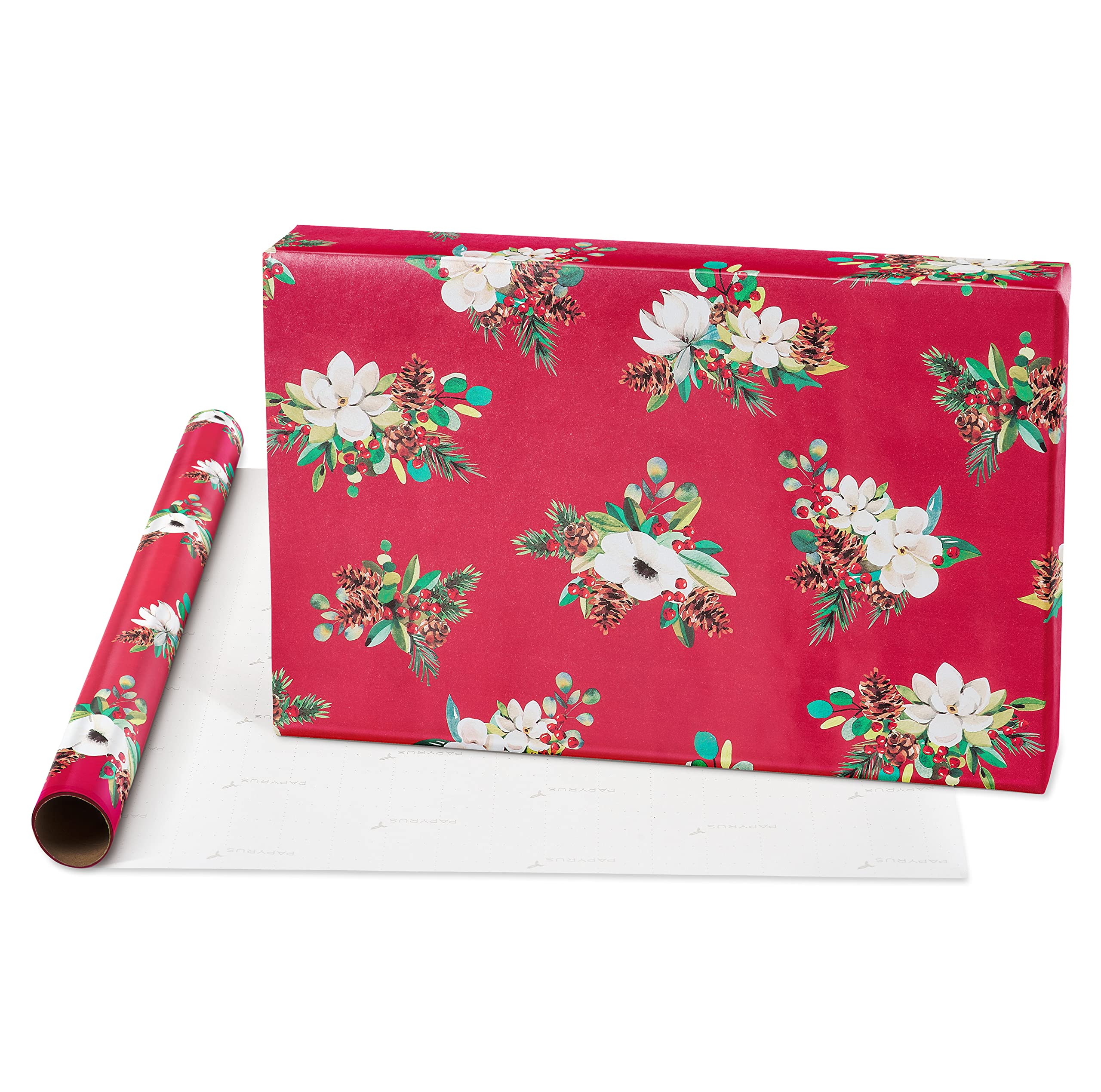 Papyrus Christmas Wrapping Paper Bundle, Gold Holly, Christmas Trees, White Floral (3 Rolls 70 sq. ft)