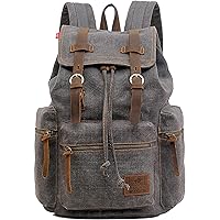 HuaChen Vintage Travel Canvas Leather Backpack,17