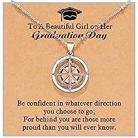 Graduation Gifts for Her 2024 Rotate Compass Necklace for Women Girls, Sobriety Gifts for Students Granddaughter Daughter Best Friends Coworker