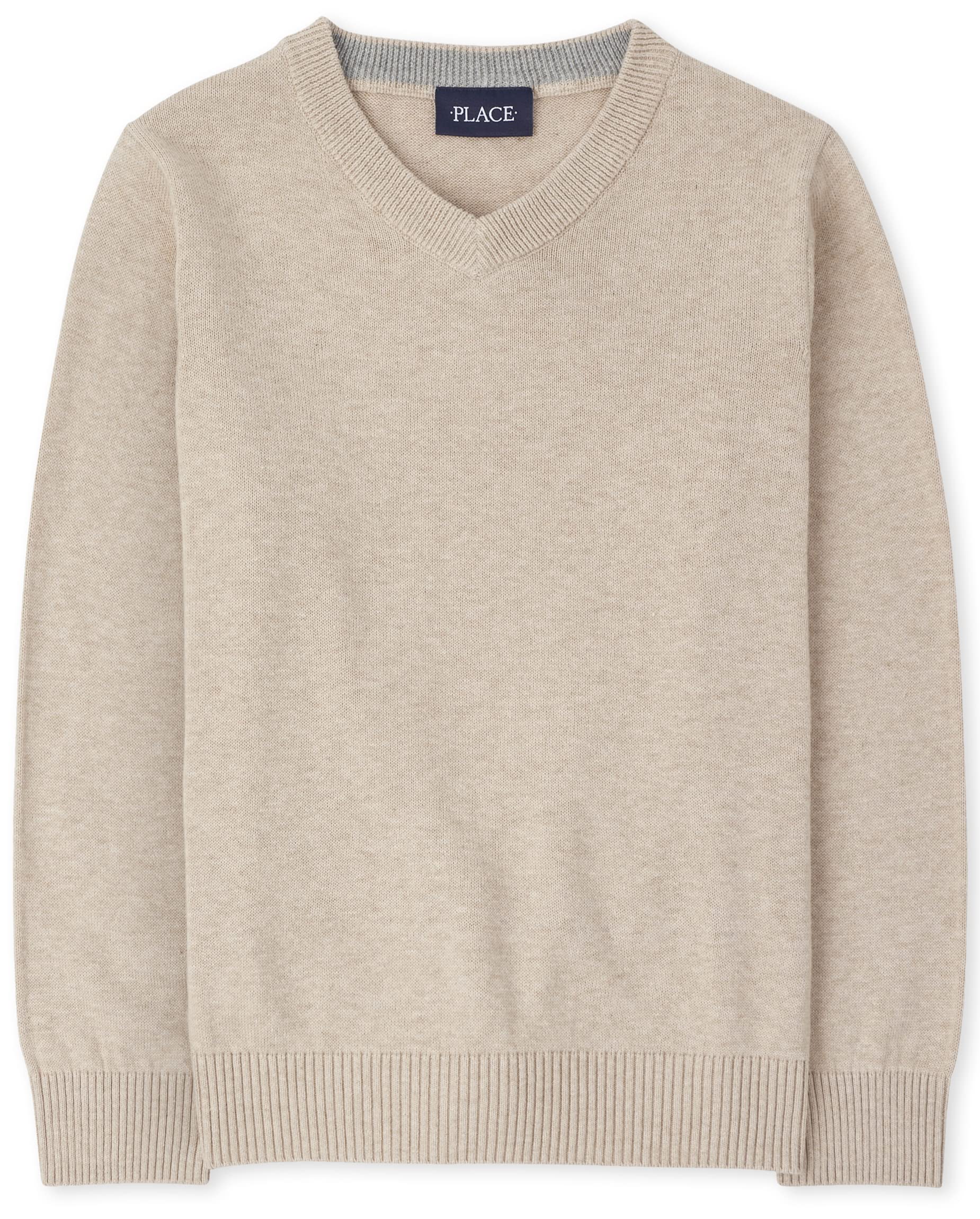 The Children's Place Boys' Long Sleeve Cotton V-Neck Sweater
