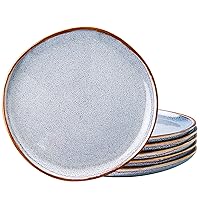 AmorArc Ceramic Dinner Plates Set of 6, 10.5 Inch Handmade Reactive Glaze Stoneware Plates, Large Rustic Shape Dinnerware Dish Set for Kitchen, Microwave & Dishwasher Safe, Scratch Resistant - Blue