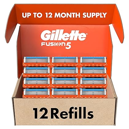 Gillette Fusion5 Mens Razor Blade Refills, 12 Count, Lubrastrip for a More Comfortable Shave