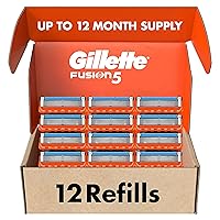 Fusion5 Mens Razor Blade Refills, 12 Count, Lubrastrip for a More Comfortable Shave