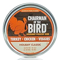 Chairman of the Bird Gourmet Turkey Rub - Thanksgiving All-In-One Herb Seasoning - Dry Brine Kit, Stuffing Mix - Great for Smoking, Roasting, Grilling - Natural Gluten Free and No Salt Sugar or MSG, by Madison Park Foods, 2 Ounce Spice Tin