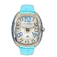Women's Stainless Steel Quartz Watch with Leather Strap, Blue, 18 (Model: CT.7998L/01)