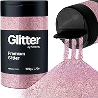 Glitter, 220G/7.76OZ Rose Gold Holographic Glitter, Holographic Ultra Fine Glitter, Glitter Powder for Resin, Craft Glitter, 1/128