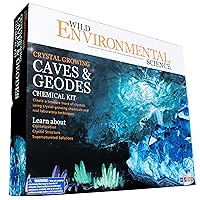 WILD ENVIRONMENTAL SCIENCE Crystal Growing Caves and Geodes - Science Kit for Ages 8+ - Grow Stalagmites, Columns and More - Includes Display Case
