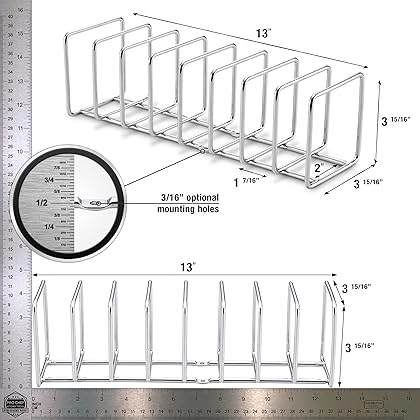 Pro Chef Kitchen Tools Stainless Steel Pot Lid Organizer - Keep Your Cabinets Organized with Metal Vertical Storage Shelf To Hold Pan Lids, Plates, Dishes, Cutting Boards (Packaging may vary)