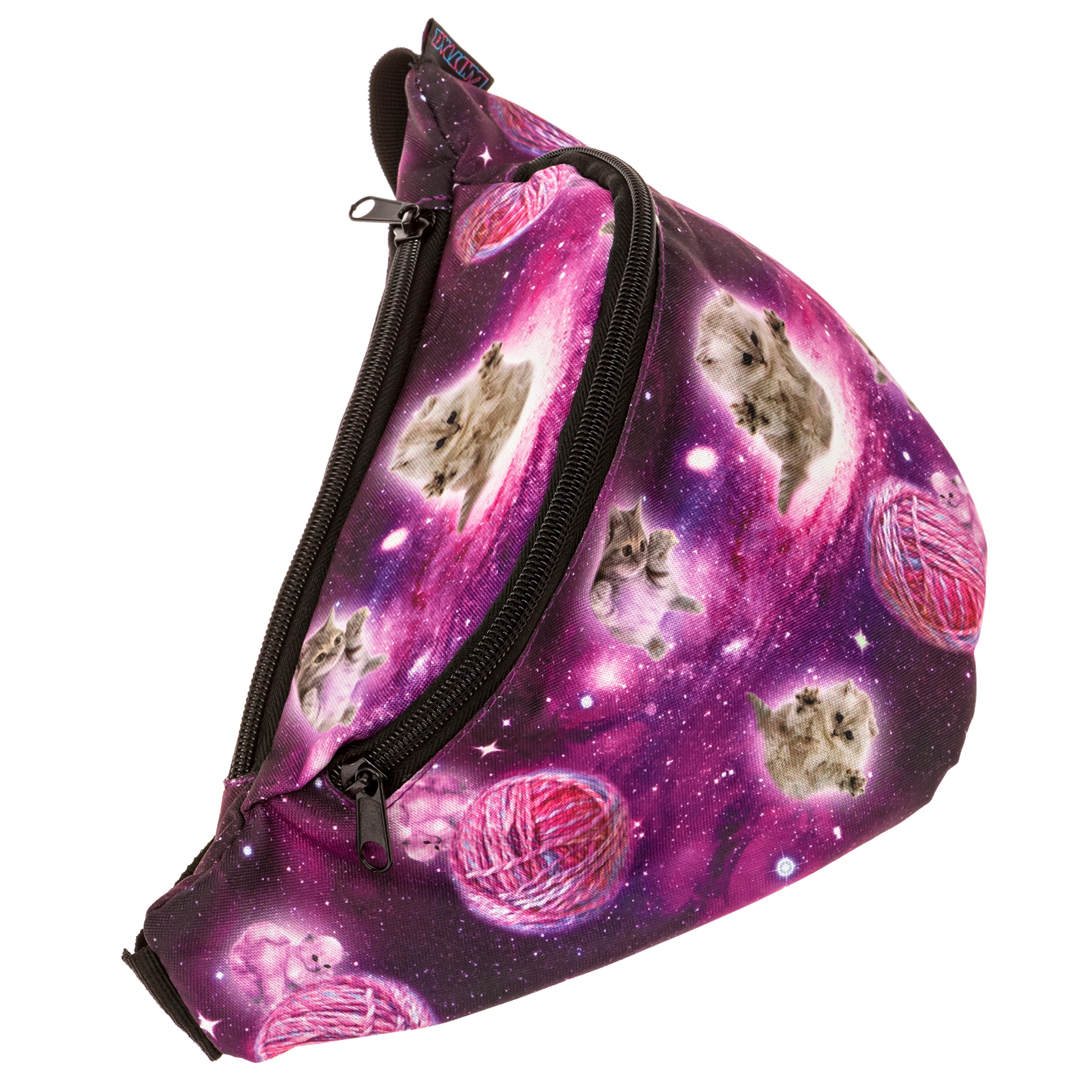KANDYPACK Galaxy Cat Fanny Pack - Cute Cool Rave Festival Waist Bag with Hidden Pocket