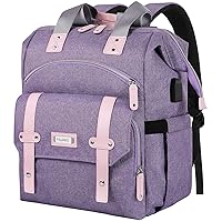 FALANKO Laptop Backpack for Women,Large Computer Backpack Fits 17 Inch Laptop with USB Charging Port RFID Water Resistant purse Casual Purple Bookbag for Teacher/work/College/nurse/Doctor/Woman
