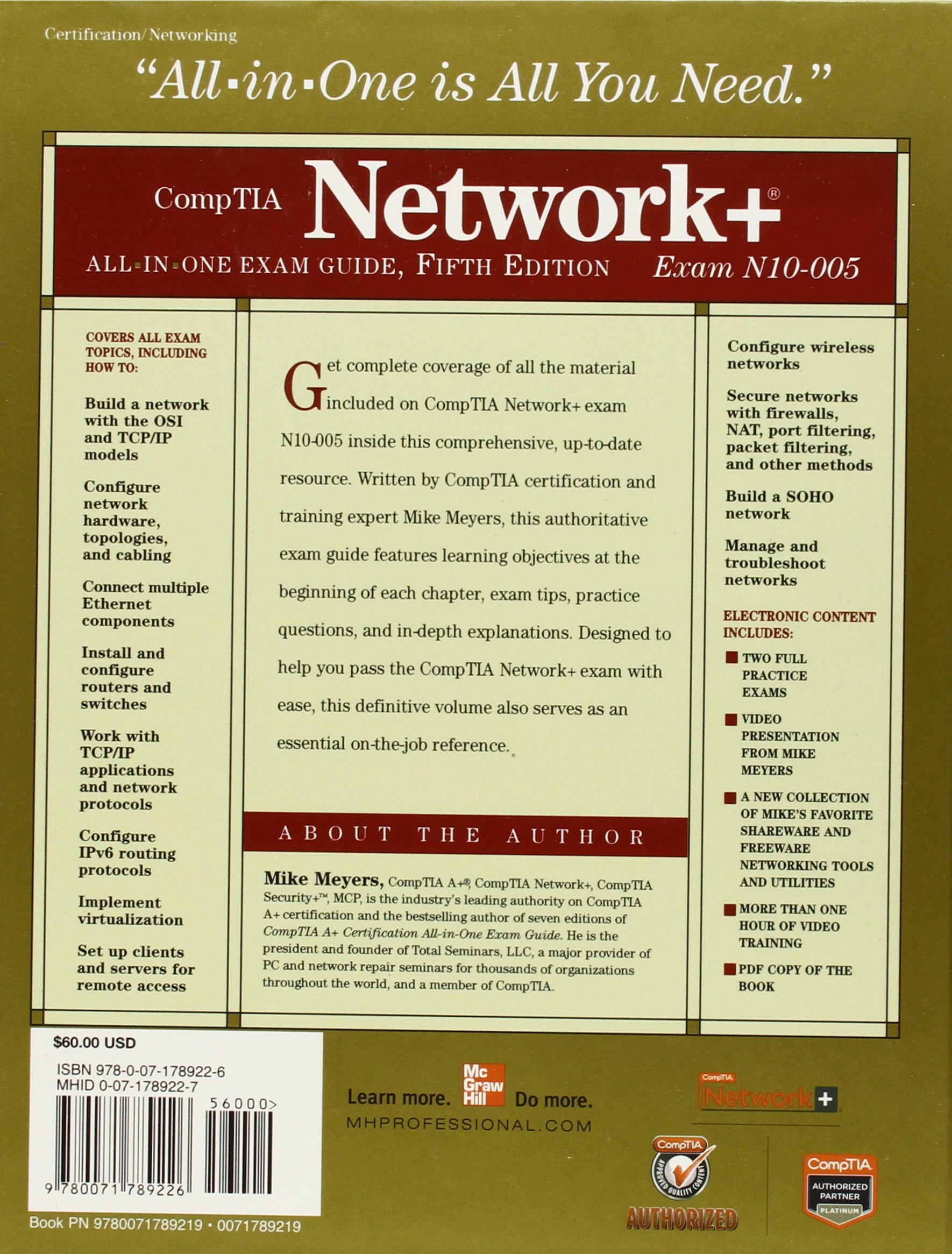 Comptia Network+ Certification All-In-One Exam Guide, 5th Edition (Exam N10-005)