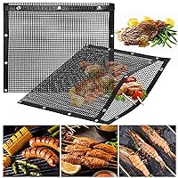 LOOCH Mesh Grill Bags 13.1 x 10.6 Inch Set of 2-100% Nonstick Heavy Duty Barbecue Grill Bags, Reusable and Convenient to Clean, Works on Charcoal Grill Outdoor Gas Charcoal Roast - Extended Warranty
