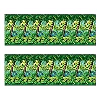 Beistle Jungle Trees Wall Backdrops, 4’ x 30’, 2 Pack – Photo Backdrop, Easy to Adhere Wall Covering, Tropical Party Decorations, Jungle Party Decorations, Greenery Backdrop, Party Decor