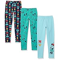 Amazon Essentials Disney | Marvel | Star Wars | Frozen | Princess Girls' Leggings, Pack of 3, Mickey and Friends, Small