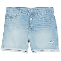 The Children's Place Girls' Distressed High Waist Button Front Denim Shorts