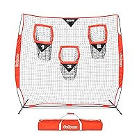GoSports Football Throwing Net - 8 x 8 ft or 6 x 6 ft Nets - Choose Black or Red