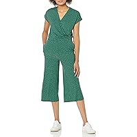Amazon Essentials Women's Short-Sleeve Surplice Cropped Wide-Leg Jumpsuit