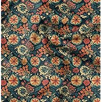 Soimoi Pure Silk Multicolor Fabric by The Yard - 42 Inch Wide - Florals Print Fabric - Elegant and Timeless Patterns for Fashion and Home Decor Printed Fabric