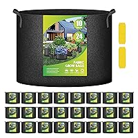 iPower 24-Pack 10 Gallon Grow Bags Heavy Duty Thickened Aeration Nonwoven Fabric Pots with Nylon Handles, for Planting Vegetables, Fruits, Flowers, Black