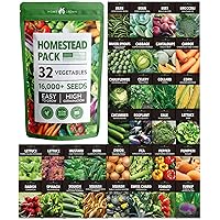 32 Heirloom Vegetable and Fruit Seeds for Planting - 16,000+ Seeds | Non-GMO Survival Seed Vault | High Germination | 32 Varieties of Vegetable Seeds for Your Home Survival Garden