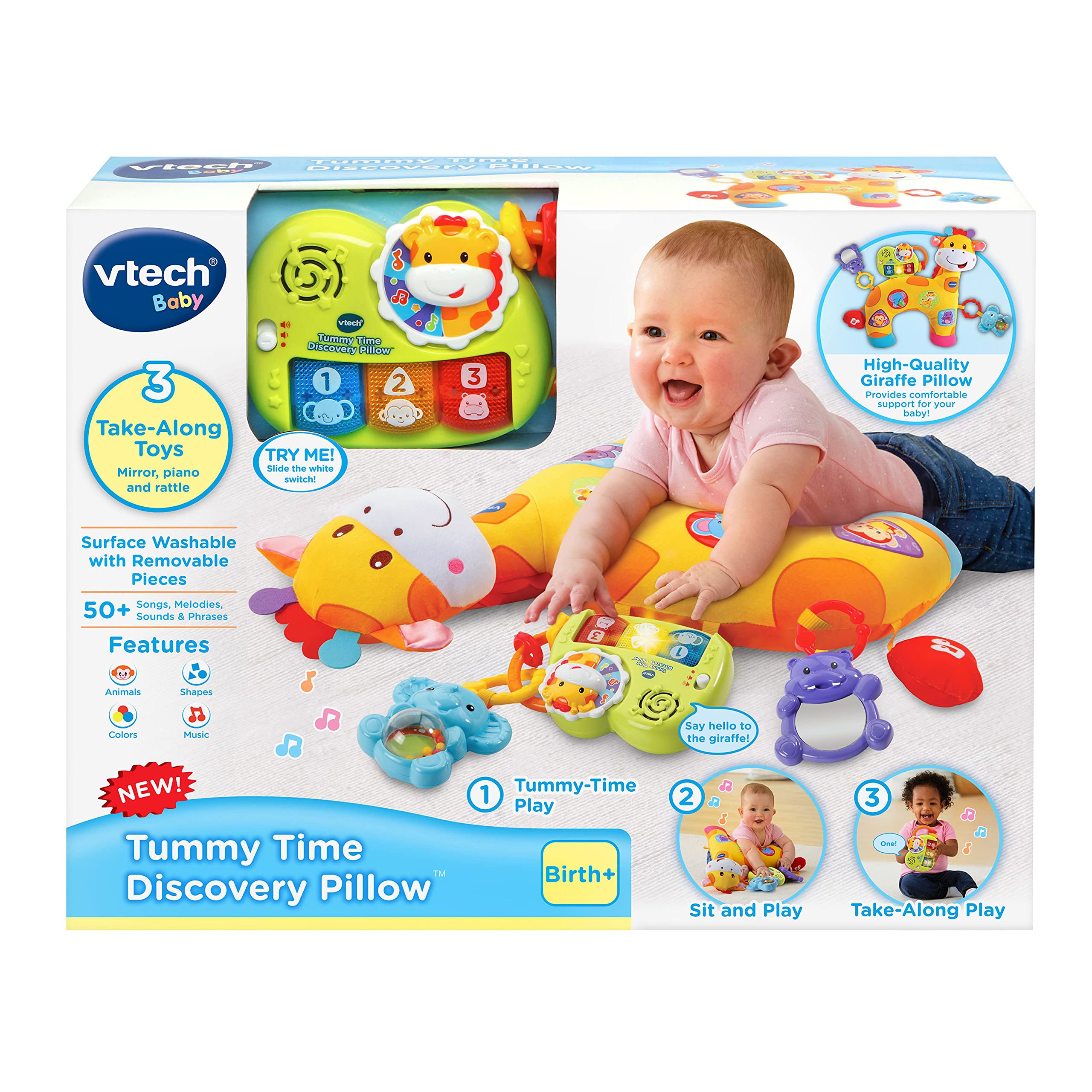 VTech Tummy Time Discovery Pillow 3.94 x 15.75 x 27.17 inches