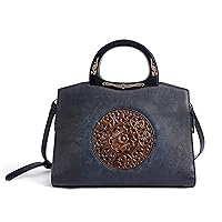 Women's leather totem bag, solid wood wrist carving top layer of vintage cowhide hand embossed totem bag