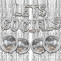 KatchOn, XtraLarge 6.4x8 Feet Silver Backdrop - Pack of 17 | Lets Go Girls Balloons Set | Silver Streamers for Graduation Decorations Class of 2024 | Disco Balloons for Lets Go Girls Party Decor