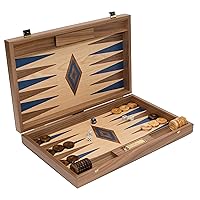 Dimitri Deluxe Walnut & Oak Backgammon Set from Greece. Large Size 18 1/2