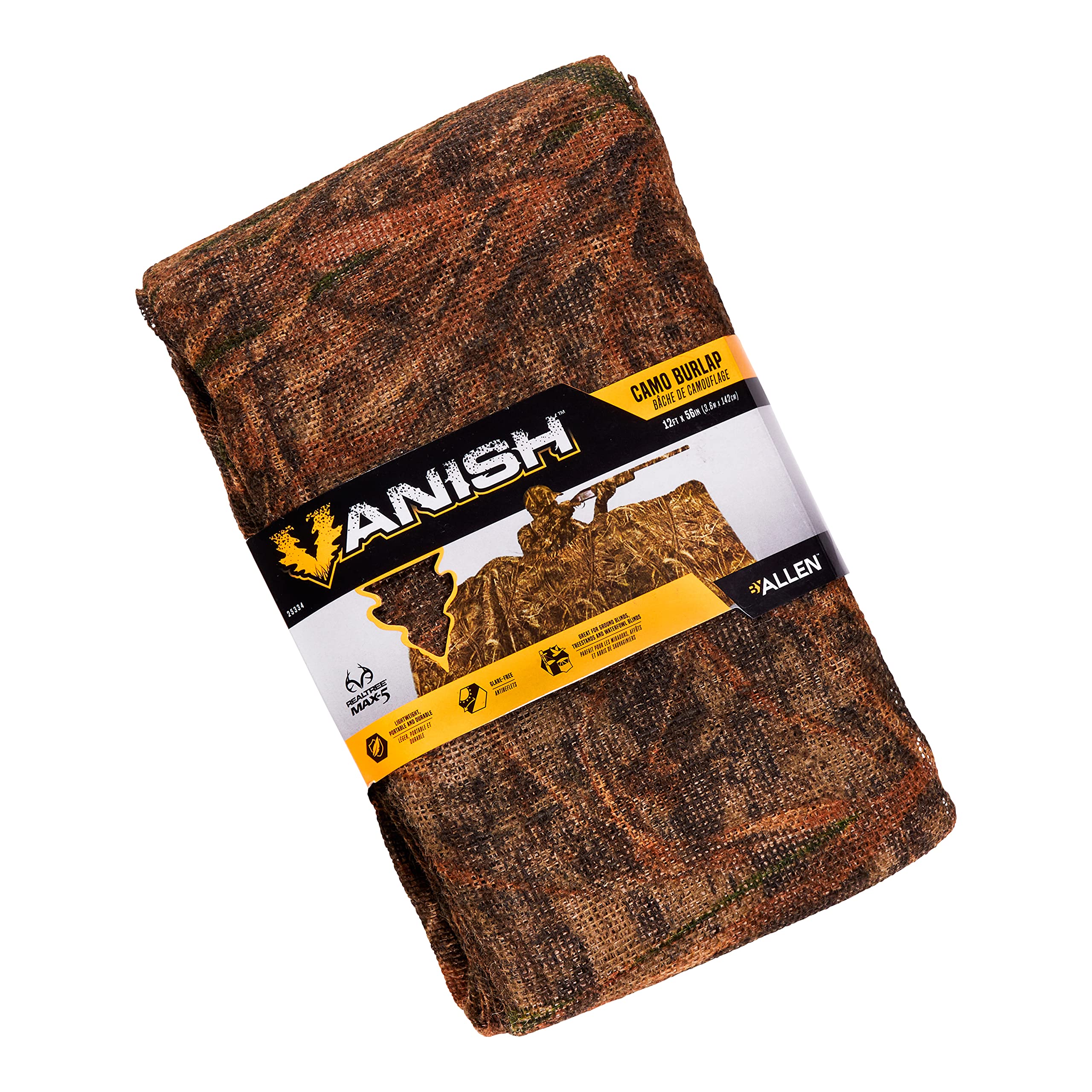 Allen Company Vanish Hunting Blind Burlap, 12ft x 54 in - Mossy Oak/Realtree/Grain Belt Camo, for Hunting Ground Blinds, Tree Stands and More