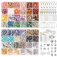 QUEFE 720pcs Crystal Chips Beads Ring Making Kit with 2 Rolls 1mm Elastic Bracelet String 200m, 40 Colors Crystal Chips and Gemstone Beads for Jewelry Making