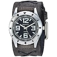Sporty Racing Stainless Steel Analog-Quartz Leather Strap, Black, 37.8 Casual Watch (Model: FXB096K)