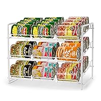 Can Rack Organizer, Stackable Can Storage Dispenser Holds up to 36 Cans for Kitchen Cabinet or Pantry, White