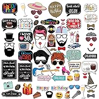 50s Birthday Photo Booth Props Mega Pack with 82 Pieces