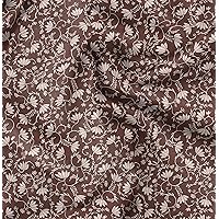 Soimoi Minky Brown Fabric by The Yard - 56 Inch Wide - Leaves & Lotus Floral Print Material - Tranquil and Botanical Designs for Stylish Creations Printed Fabric-Wm2p
