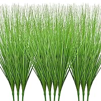 10 Pack Artificial Plants 27 Inch Tall Onion Grass Greenery Fake Grass Faux Greenery Stems Green Artificial Shrubs for Outdoors Plastic Small Bushes for Office Room Gardening Indoor (Green,)