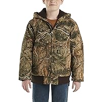 Carhartt Boys' Flannel-Lined Hooded Canvas Insulated Zip-Up Jacket