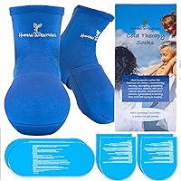 Cold Therapy Socks - Cooling Socks - Neuropathy Socks - Ice Socks - Pain Relief for Feet from Arthritis, Diabetes, Edema, Chemotherapy, Plantar Fasciitis, 2 Socks-6 Gels (Large)