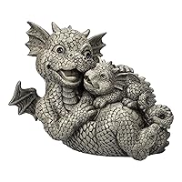 Pacific Giftware PT Garden Dragon Family Mother and Baby Dragon Garden Display Decorative Accent Sculpture Stone Finish 10 Inch Tall