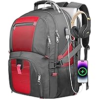 Big Travel Backpack, Gifts for Women Her, 17.3 Inch Extra Laptop Backpacks for Women, Large Capacity Laptop Computer College Backpack TSA Airline Approved Business Bag With USB Charging, Red