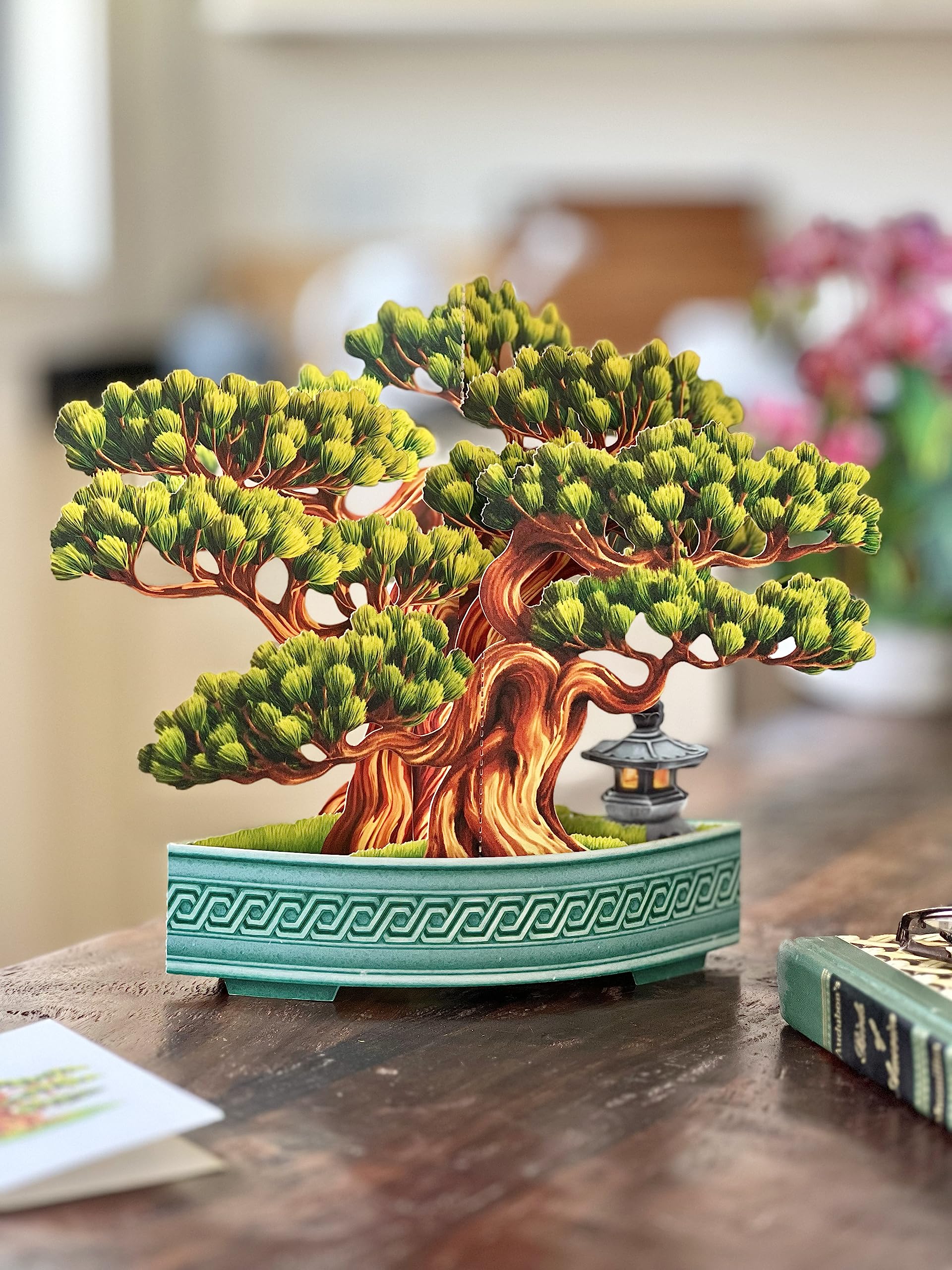 Freshcut Paper Pop Up Cards, Wisdom Bonsai, 12 inch Life Sized Forever Flower Bouquet 3D Popup Greeting Cards with Note Card and Envelope