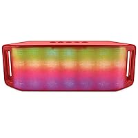 HyperGear Portable Rave Wireless Stereo Speaker Plays Booming Sound With An Interactive Multi-colored Light Show, Built-in Speakerphone & Built-in FM Radio. Pair Any Bluetooth Device Up To 8 hrs (Red)