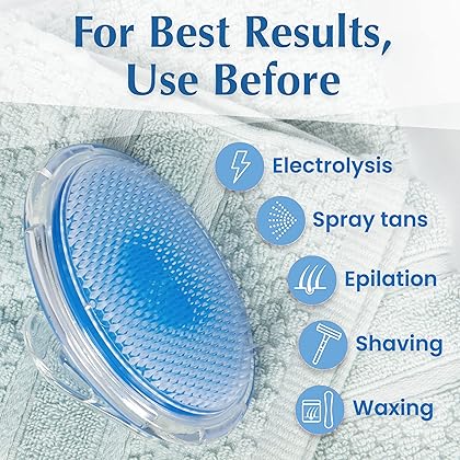 Dylonic Exfoliating Body Scrub Razor Bump Brush + Ingrown Hairs Treatment Pads - After Waxing Skin Care Exfoliator for Body Shaving Irritation, Strawberry Legs, Armpit, Bikini Body Exfoliator Scrubber