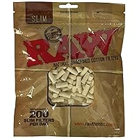 RAW Slim Natural Unrefined Cotton Filter Tips 200pc - 6mm 1 Pack