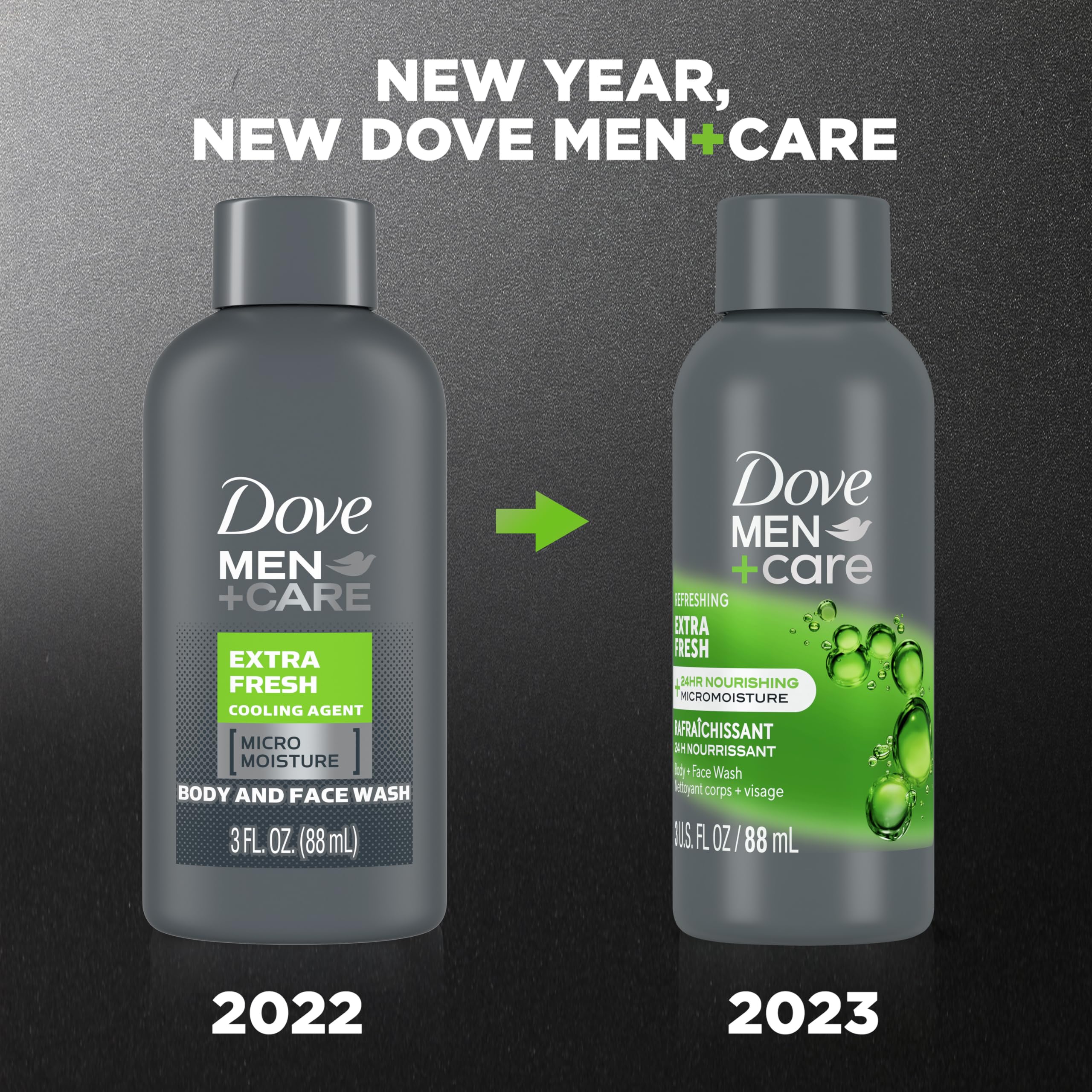 Dove Refreshing Extra Fresh with 24-Hour Nourishing Micromoisture Technology Body Wash for Men 3 oz