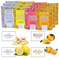 Gem Gem Ginger Candy Chewy Ginger Chews (Assorted Mix, 5.0oz, Pack of 12)
