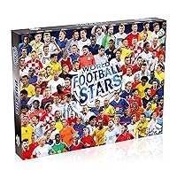 Winning Moves Games World Football Stars 1000 Piece Jigsaw Puzzle, Featuring Harry Kane, Pelé, Maradona, and More, for Ages 4 Plus