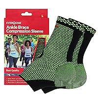 Ankle Brace Compression Support Sleeve For Injury Prevention, Healing and Recovery, Unisex, Large (1 Pair)